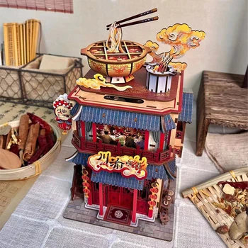 Сделай сам Деревянный ящик для хранения пряных горячих горшочков Конструкторы 3D головоломка с видом на город Игрушки ручной работы для взрослых Подарки Декор стола - Изображение 2  
